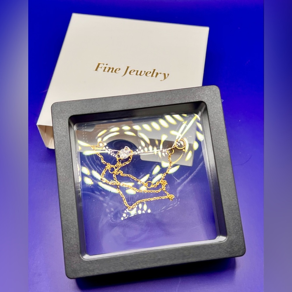 Gold Over Sterling Silver Bracelet with CZ Solitaire NIB - Picture 5 of 6